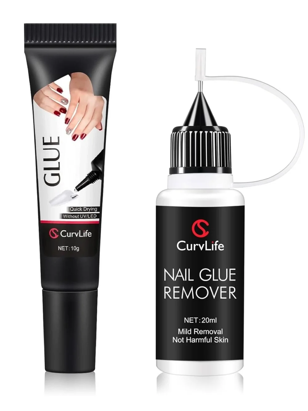 CurvLife Glue Remover Set and Doonails Nail Glue X2